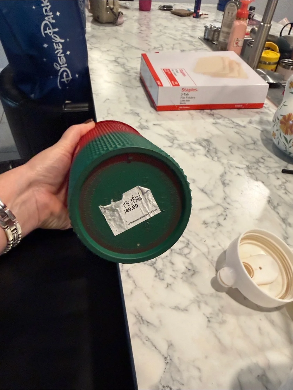 Starbucks Red and Green Mickey Mouse Textured Studded Tumbler